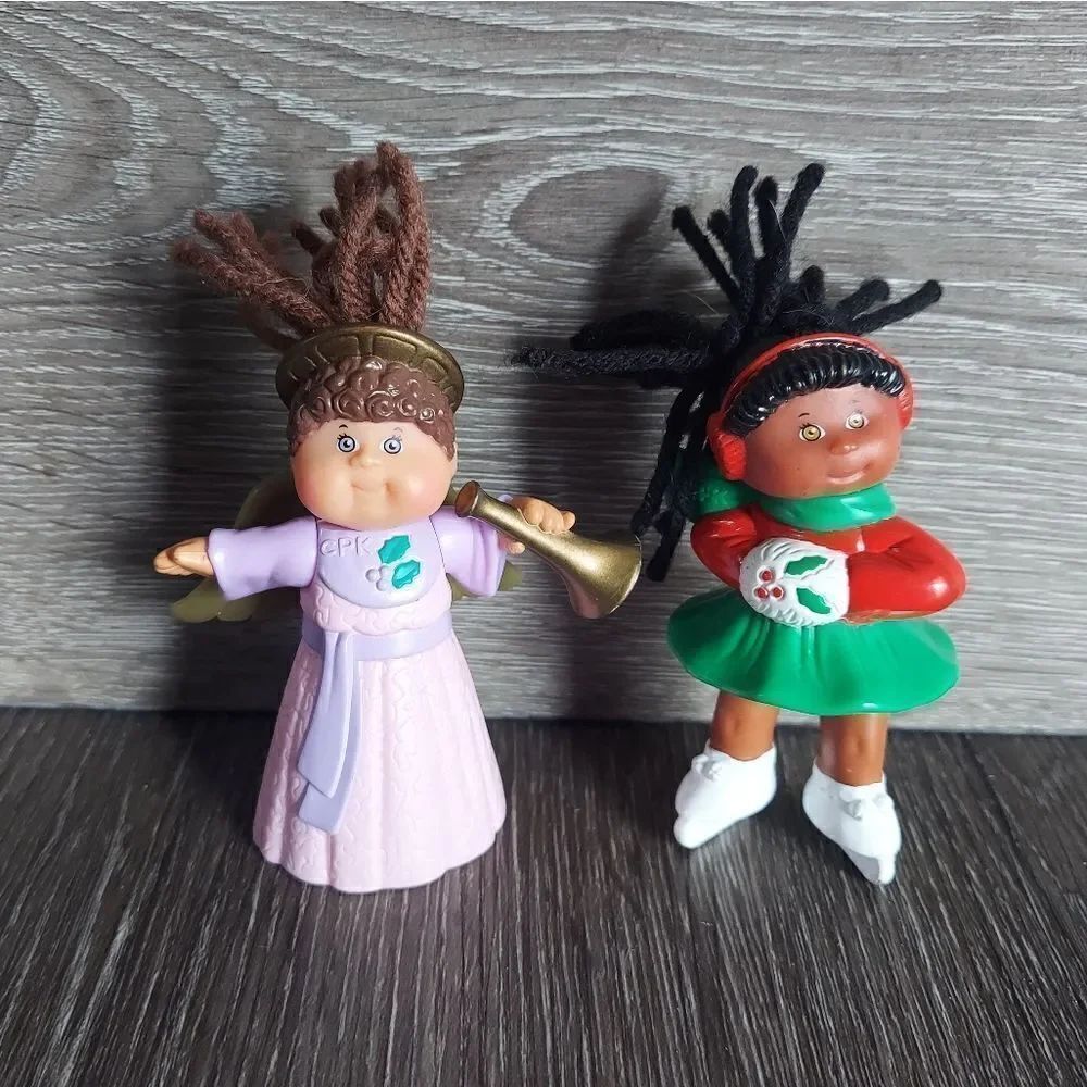 Lot of 2 Vtg Christmas Cabbage Patch Kids CPK Doll Mini Figurines 1992 1994